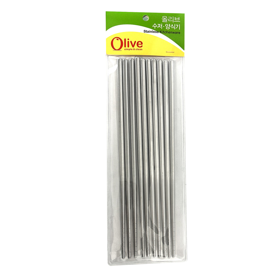 OLIVE TUBE S/S CHOPSTICKS  5P
