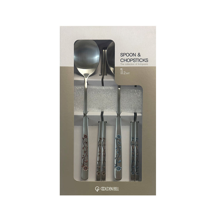 GOLDEN BELL STAINESS SPOON 2PC SET (Carmen Blue & Red)