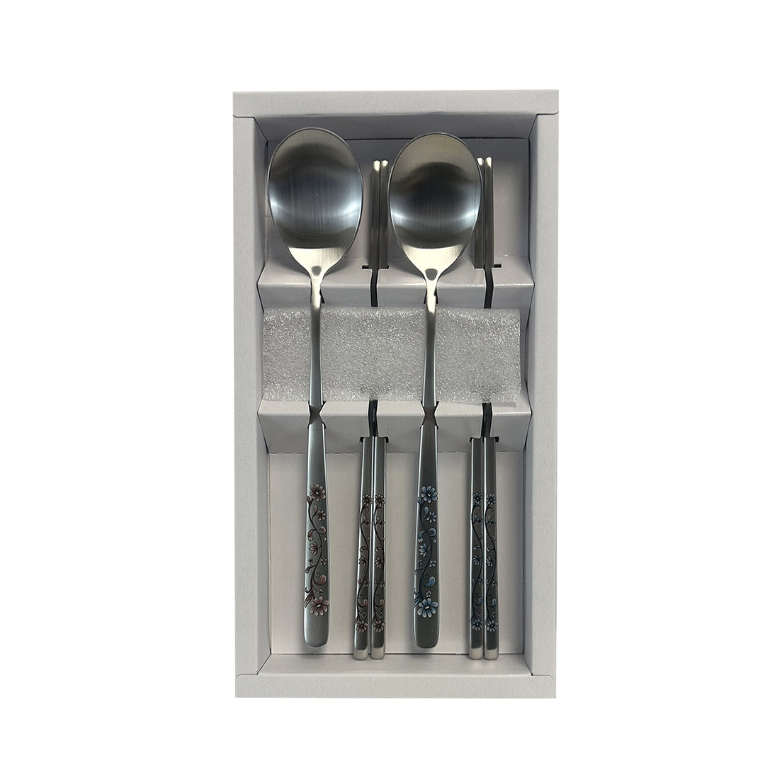 GOLDEN BELL STAINESS SPOON 2PC SET (Carmen Blue & Red)