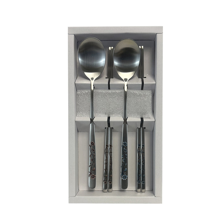 GOLDEN BELL STAINESS SPOON 2PC SET (Carmen Blue & Red)