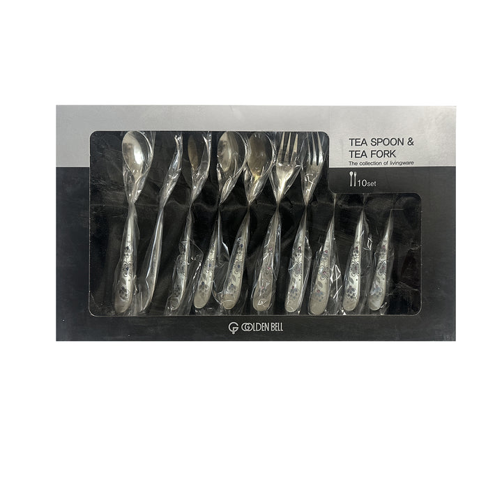 GOLDEN BELL STAINESS TEA SPOON & FORK 10P SET