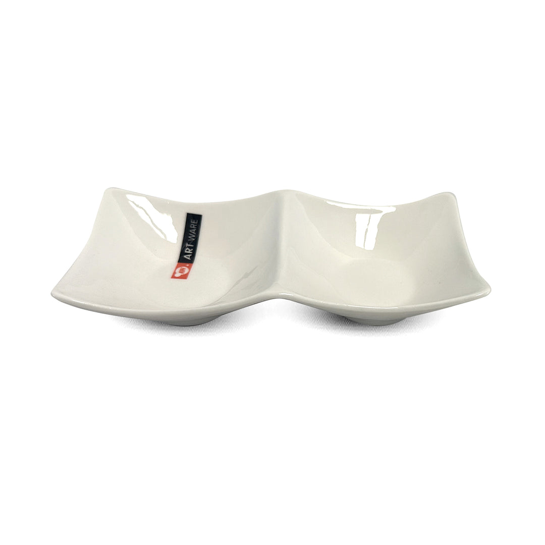 Rectangular 2-Compartment Divided Plate 20CM
